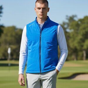 NEW Peter Millar Venture Golf Vest Mens Medium Crown Sport Blue NWT